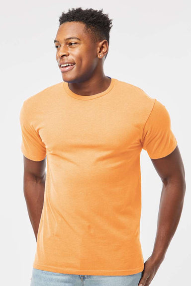 Tultex 290 Mens Jersey Short Sleeve Crewneck T-Shirt Cantaloupe Orange Model Front
