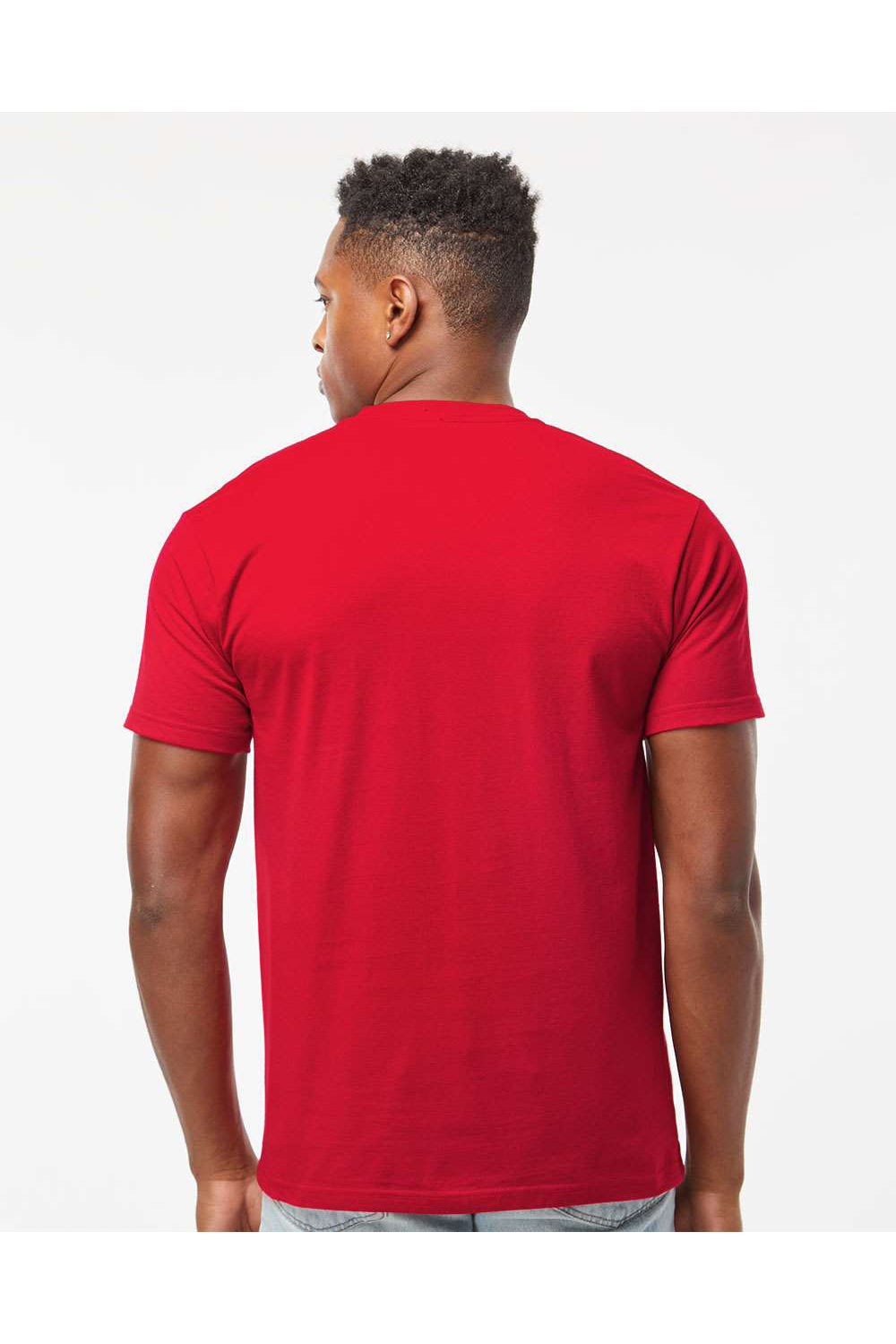 Tultex 290 Mens Jersey Short Sleeve Crewneck T-Shirt Cardinal Red Model Back