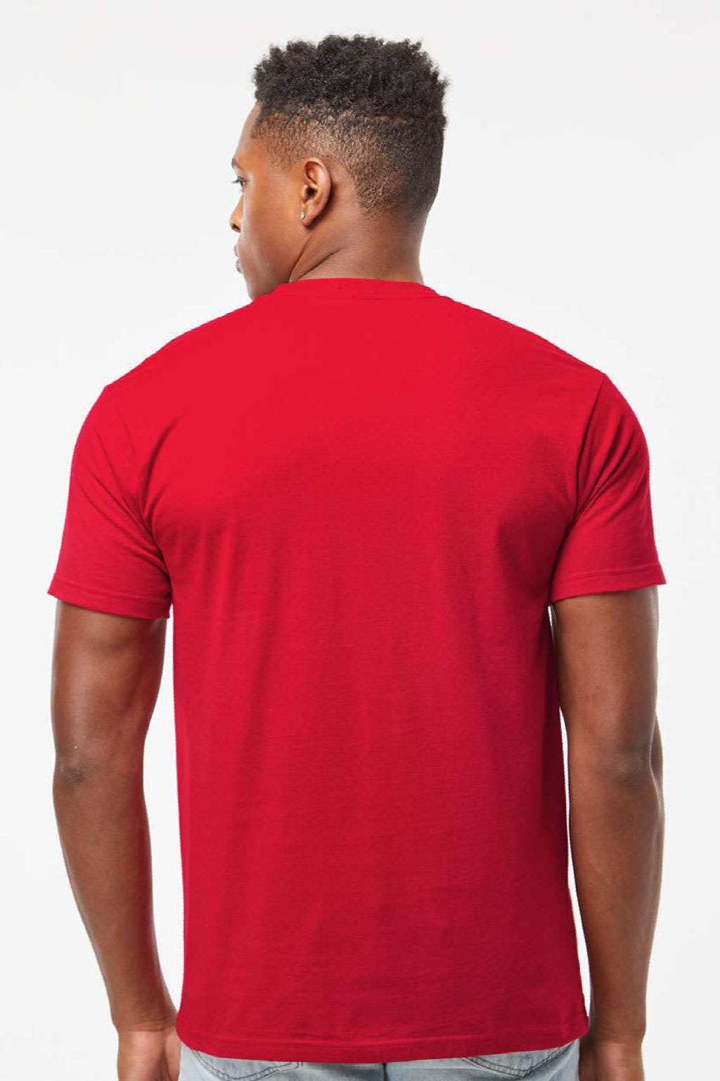 Tultex 290 Mens Jersey Short Sleeve Crewneck T-Shirt Cardinal Red Model Back