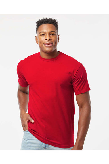 Tultex 290 Mens Jersey Short Sleeve Crewneck T-Shirt Cardinal Red Model Front