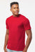 Tultex 290 Mens Jersey Short Sleeve Crewneck T-Shirt Cardinal Red Model Side