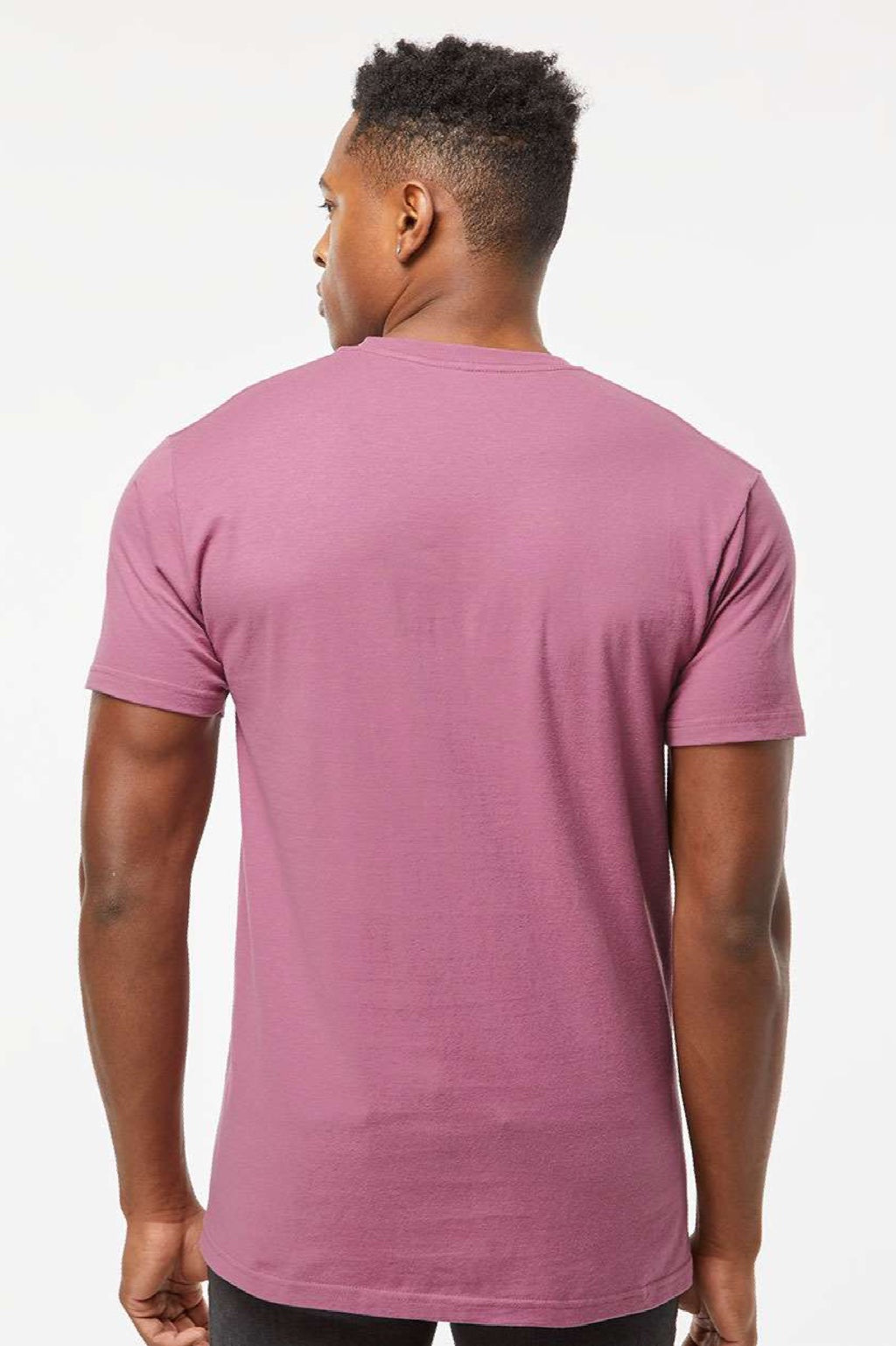 Tultex 290 Mens Jersey Short Sleeve Crewneck T-Shirt Cassis Pink Model Back