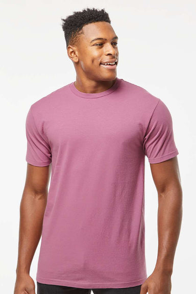 Tultex 290 Mens Jersey Short Sleeve Crewneck T-Shirt Cassis Pink Model Front