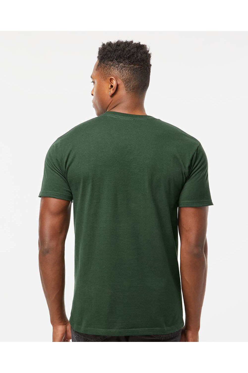 Tultex 290 Mens Jersey Short Sleeve Crewneck T-Shirt Forest Green Model Back