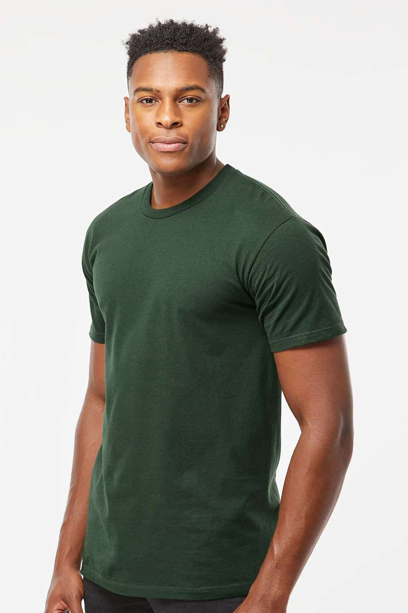 Tultex 290 Mens Jersey Short Sleeve Crewneck T-Shirt Forest Green Model Side