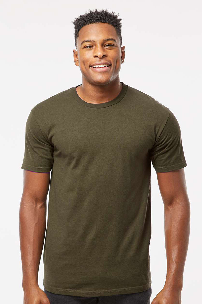 Tultex 290 Mens Jersey Short Sleeve Crewneck T-Shirt Grape Leaf Green Model Front
