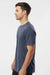 Tultex 290 Mens Jersey Short Sleeve Crewneck T-Shirt Heather Denim Blue Model Side