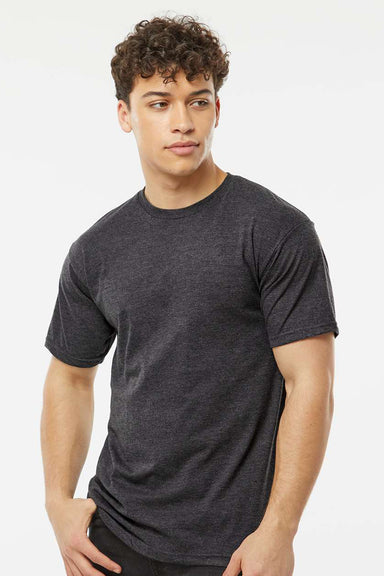 Tultex 290 Mens Jersey Short Sleeve Crewneck T-Shirt Heather Graphite Grey Model Front