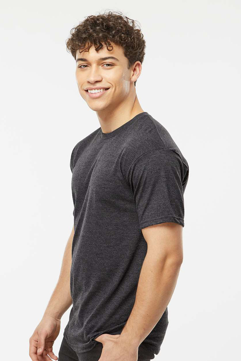 Tultex 290 Mens Jersey Short Sleeve Crewneck T-Shirt Heather Graphite Grey Model Side