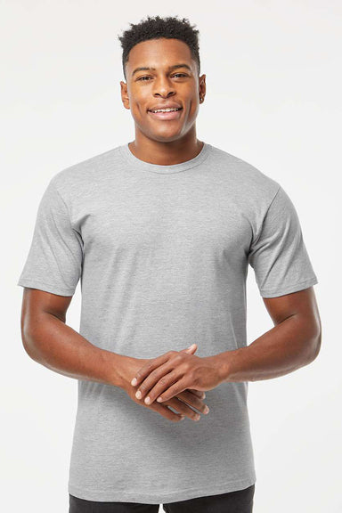 Tultex 290 Mens Jersey Short Sleeve Crewneck T-Shirt Heather Grey Model Front