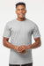 Tultex 290 Mens Jersey Short Sleeve Crewneck T-Shirt Heather Grey Model Front