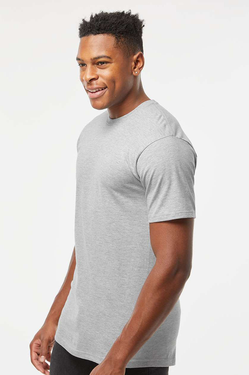 Tultex 290 Mens Jersey Short Sleeve Crewneck T-Shirt Heather Grey Model Side