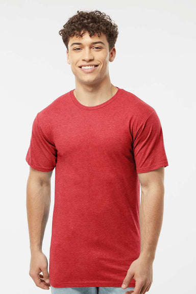 Tultex 290 Mens Jersey Short Sleeve Crewneck T-Shirt Heather Red Model Front
