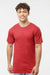 Tultex 290 Mens Jersey Short Sleeve Crewneck T-Shirt Heather Red Model Front
