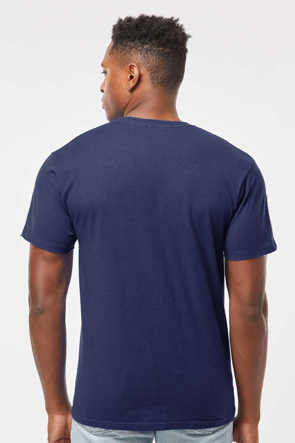 Tultex 290 Mens Jersey Short Sleeve Crewneck T-Shirt Inked India Blue Model Back