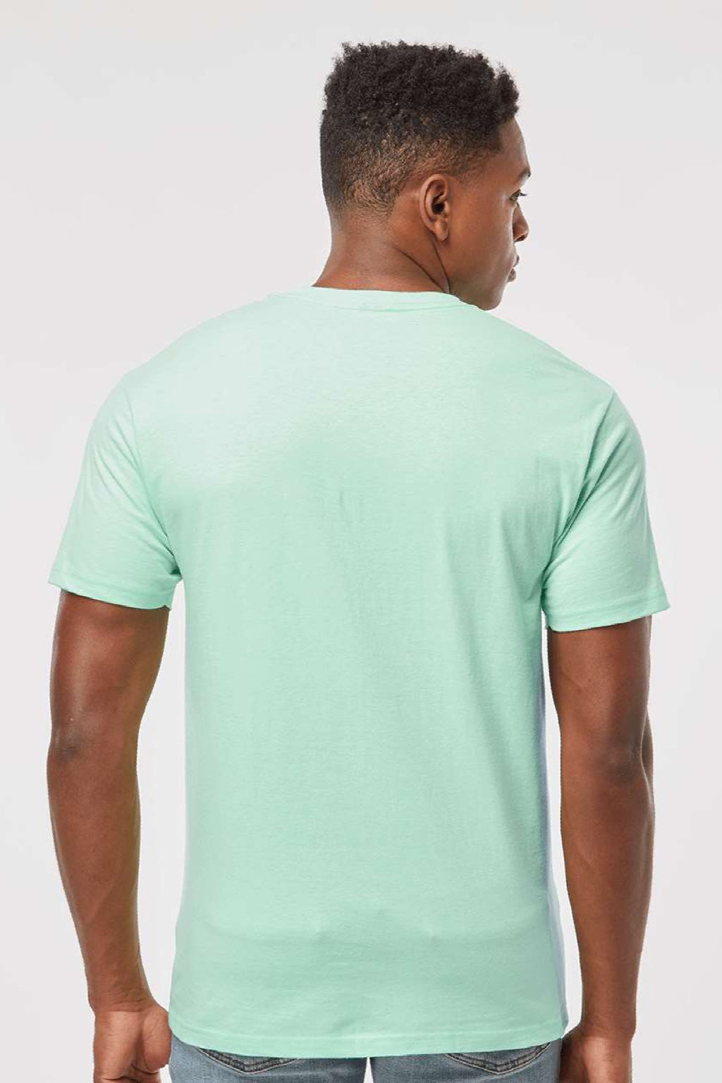 Tultex 290 Mens Jersey Short Sleeve Crewneck T-Shirt Light Mint Green Model Back