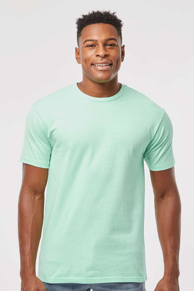 Tultex 290 Mens Jersey Short Sleeve Crewneck T-Shirt Light Mint Green Model Front