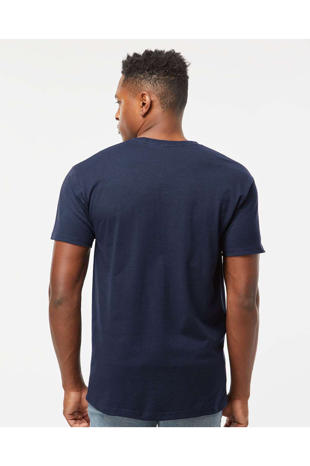 Tultex 290 Mens Jersey Short Sleeve Crewneck T-Shirt Navy Blue Model Back