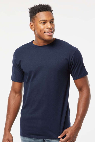 Tultex 290 Mens Jersey Short Sleeve Crewneck T-Shirt Navy Blue Model Front