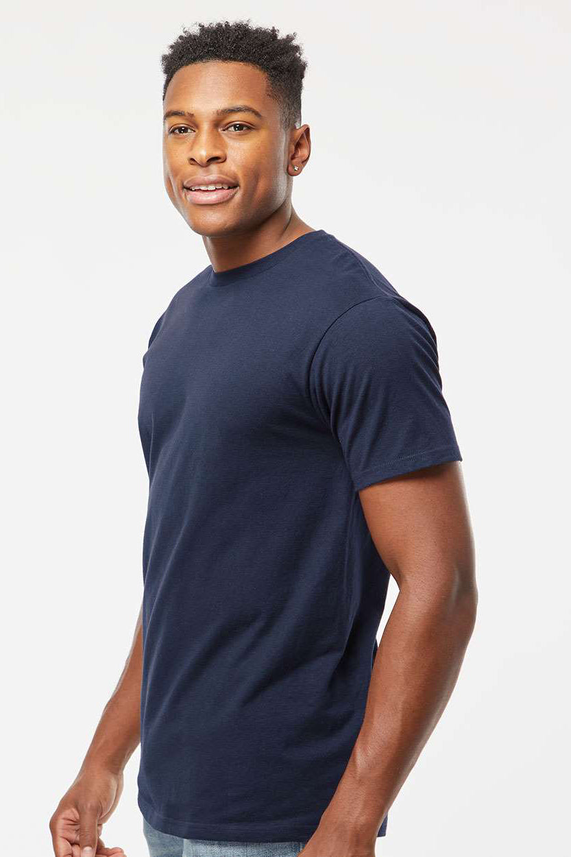 Tultex 290 Mens Jersey Short Sleeve Crewneck T-Shirt Navy Blue Model Side