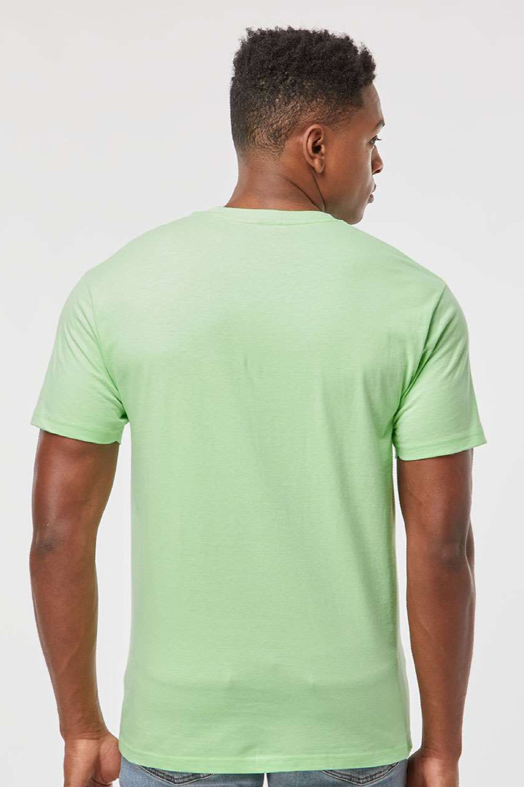 Tultex 290 Mens Jersey Short Sleeve Crewneck T-Shirt Neo Mint Green Model Back