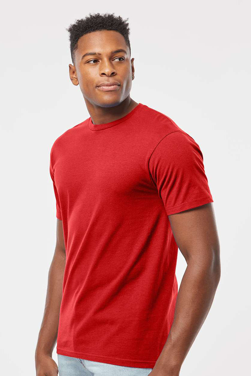 Tultex 290 Mens Jersey Short Sleeve Crewneck T-Shirt Red Model Side