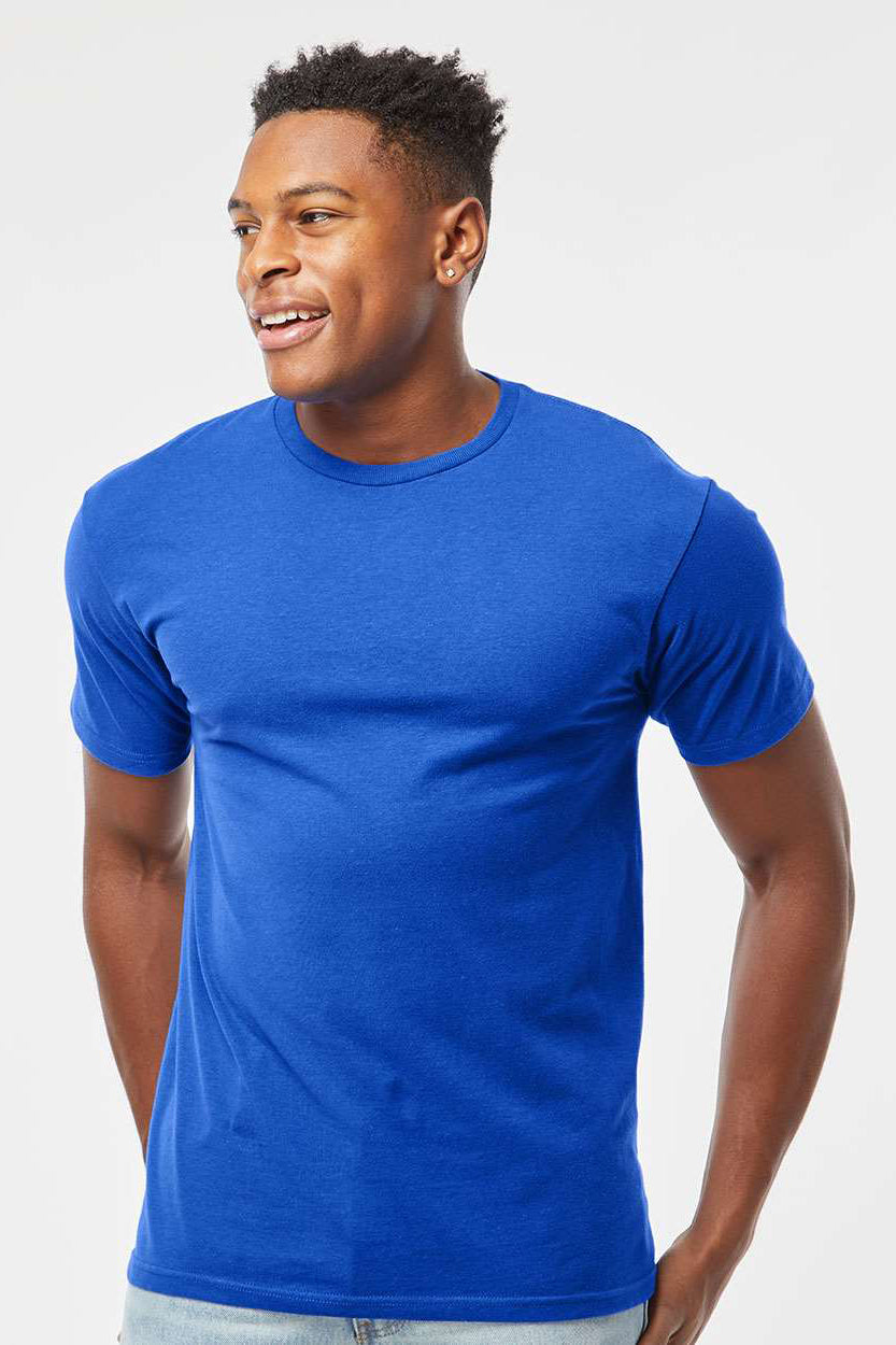Tultex 290 Mens Jersey Short Sleeve Crewneck T-Shirt Royal Blue Model Front