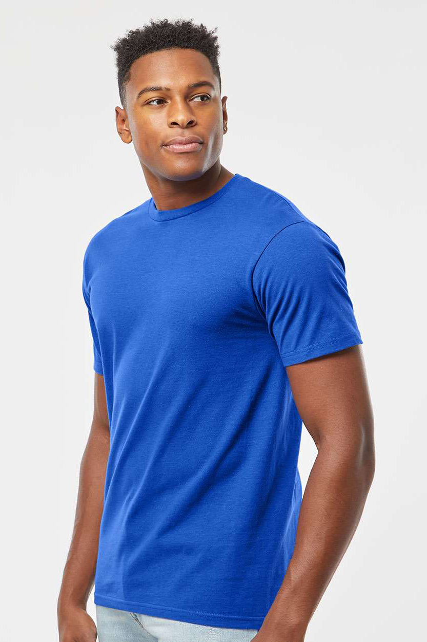 Tultex 290 Mens Jersey Short Sleeve Crewneck T-Shirt Royal Blue Model Side