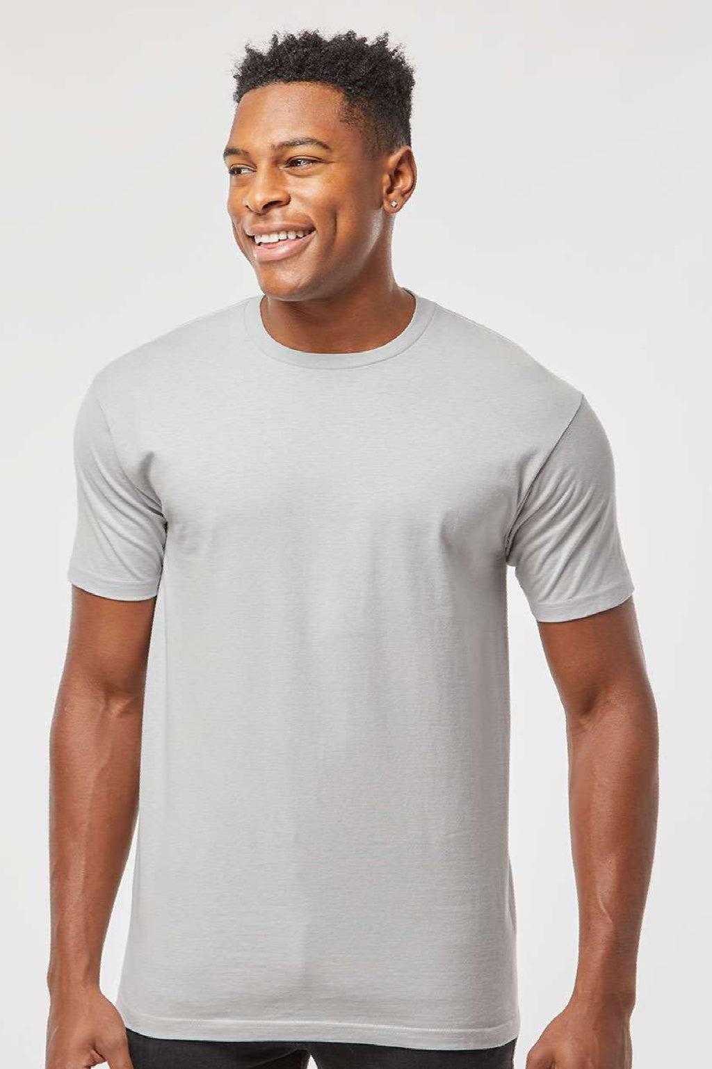 Tultex 290 Mens Jersey Short Sleeve Crewneck T-Shirt Silver Grey Model Front