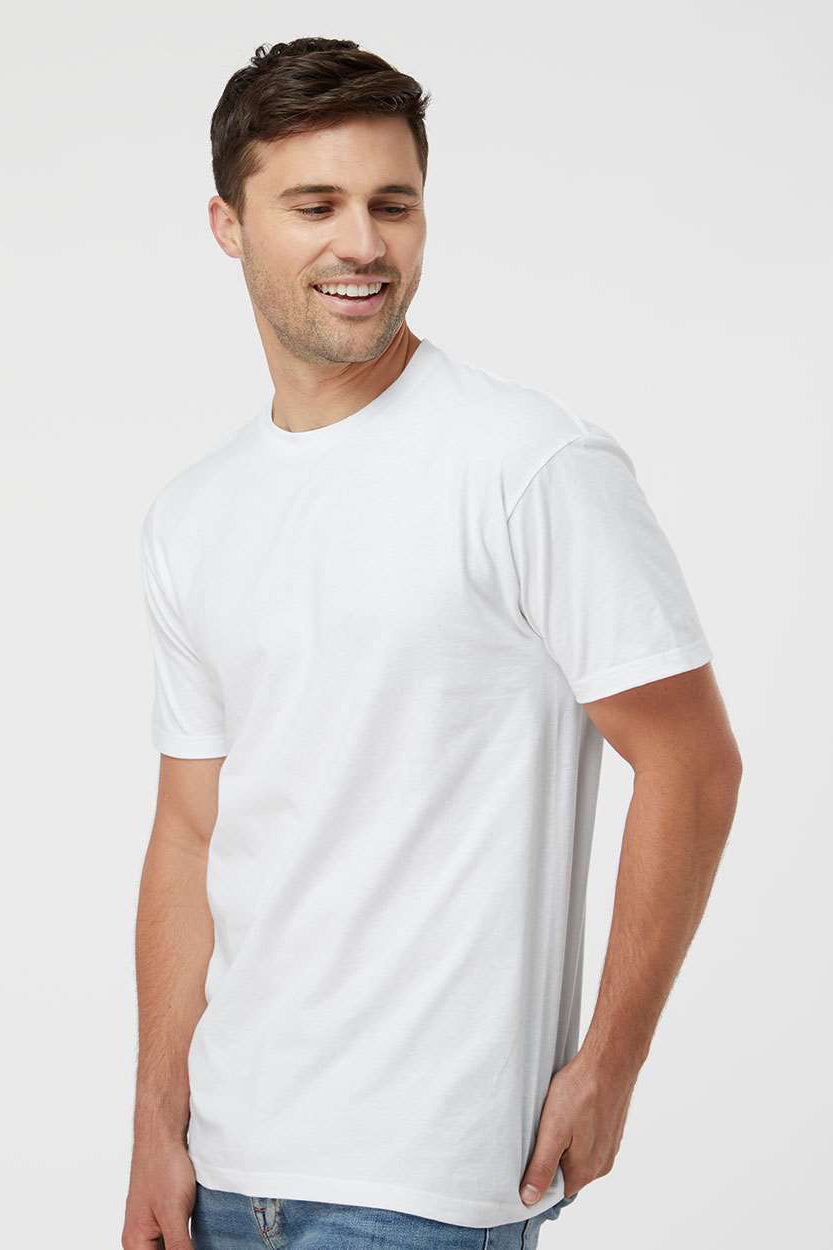 Tultex 290 Mens Jersey Short Sleeve Crewneck T-Shirt White Model Side