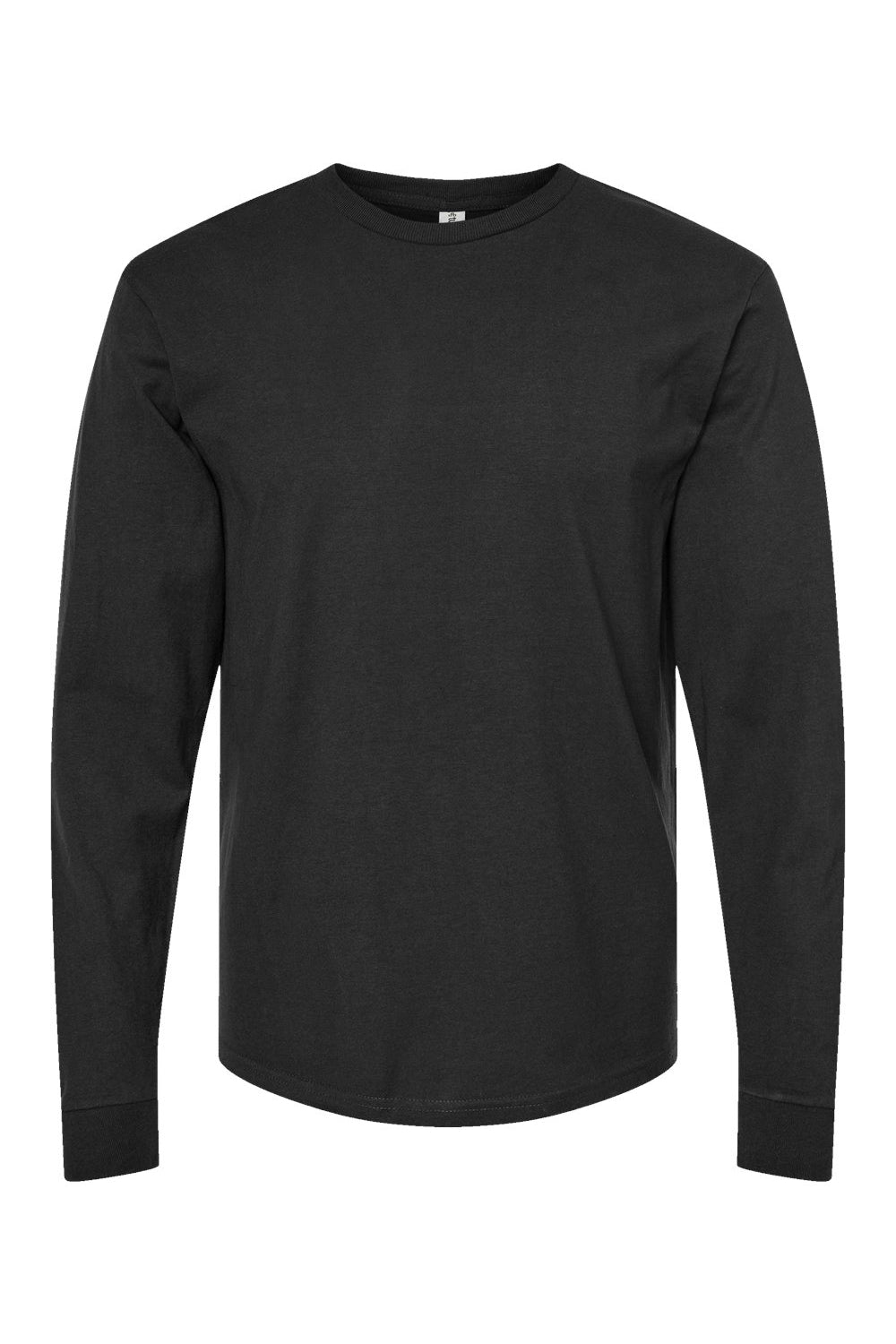 Tultex 291 Mens Jersey Long Sleeve Crewneck T-Shirt Black Flat Front
