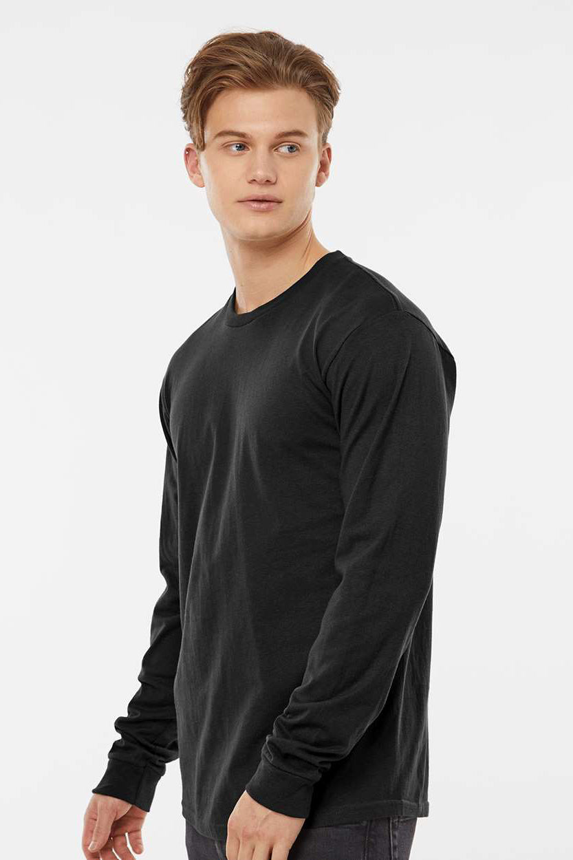 Tultex 291 Mens Jersey Long Sleeve Crewneck T-Shirt Black Model Side