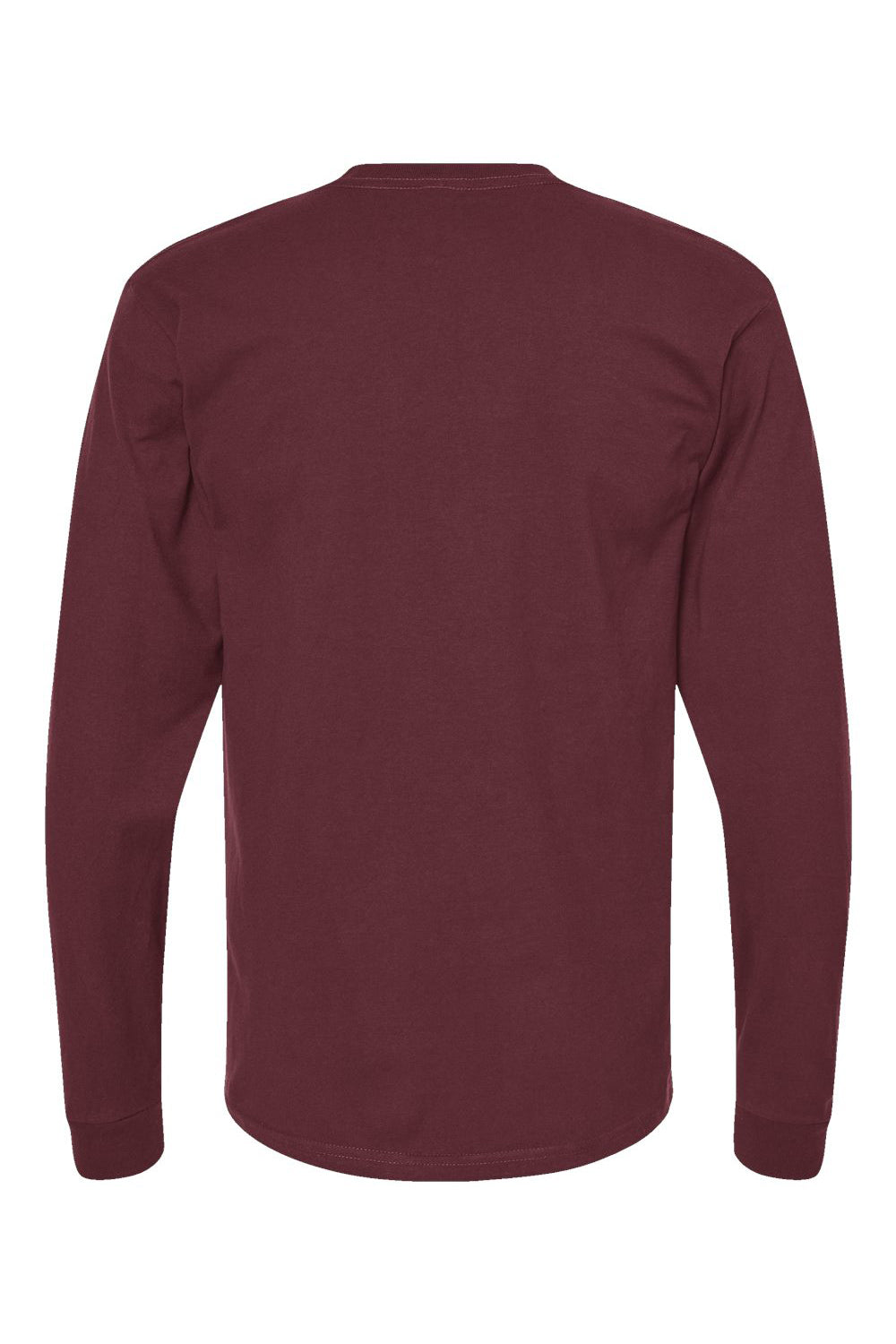 Tultex 291 Mens Jersey Long Sleeve Crewneck T-Shirt Burgundy Flat Back