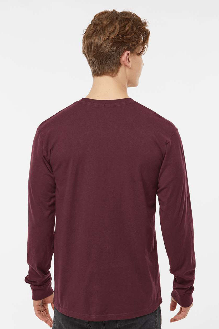 Tultex 291 Mens Jersey Long Sleeve Crewneck T-Shirt Burgundy Model Back