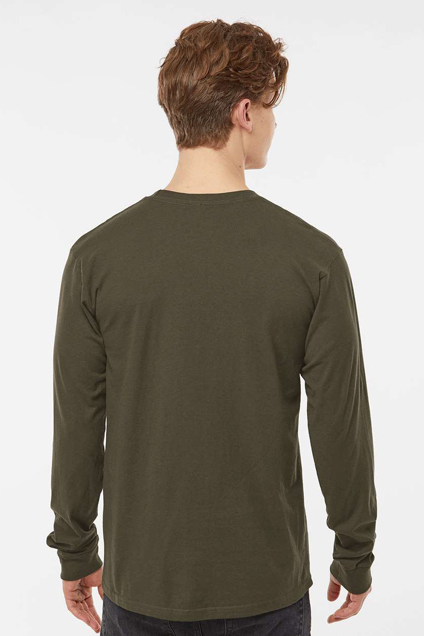 Tultex 291 Mens Jersey Long Sleeve Crewneck T-Shirt Grape Leaf Green Model Back