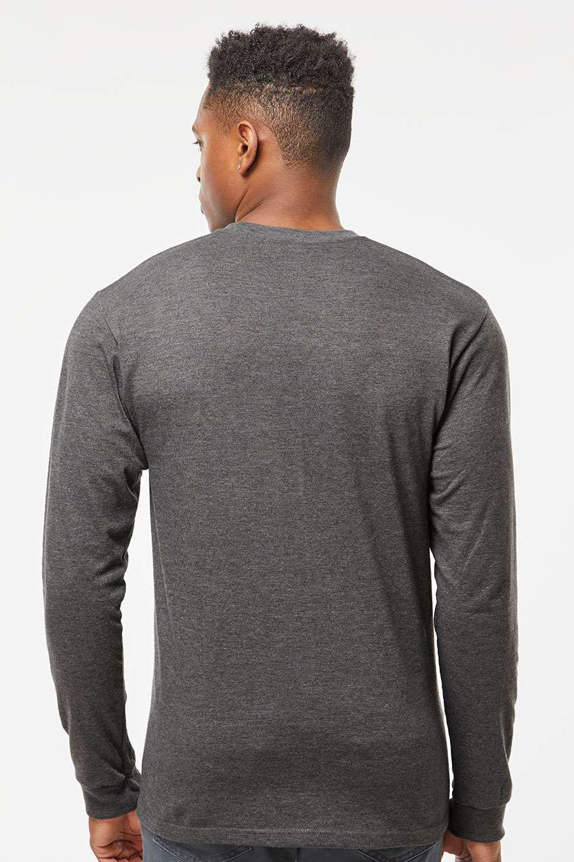 Tultex 291 Mens Jersey Long Sleeve Crewneck T-Shirt Heather Charcoal Grey Model Back