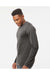 Tultex 291 Mens Jersey Long Sleeve Crewneck T-Shirt Heather Charcoal Grey Model Side