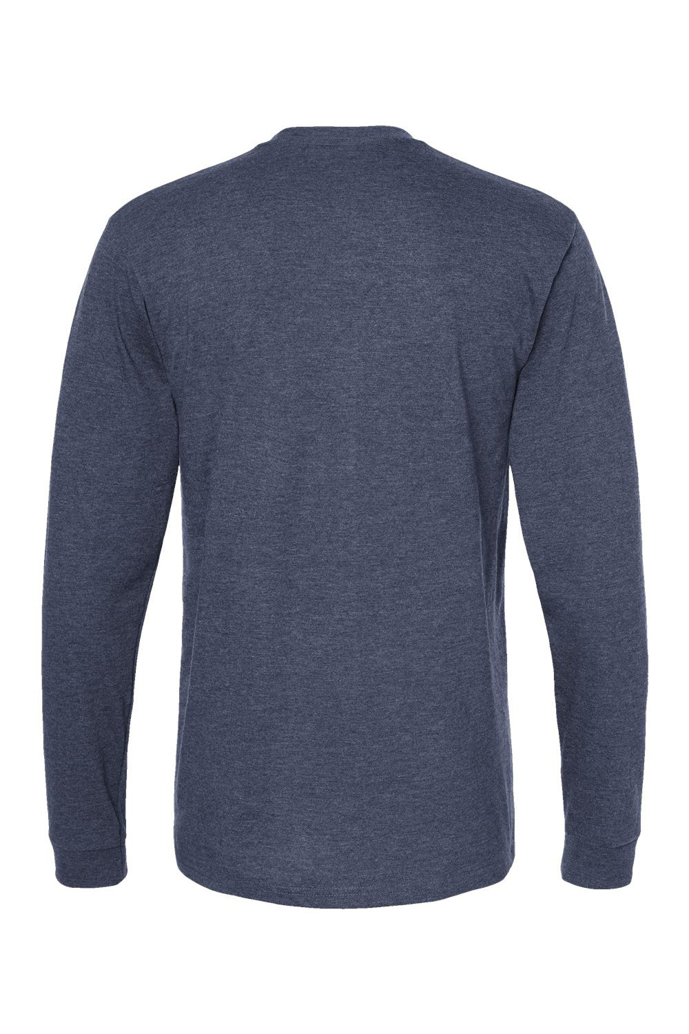 Tultex 291 Mens Jersey Long Sleeve Crewneck T-Shirt Heather Denim Blue Flat Back