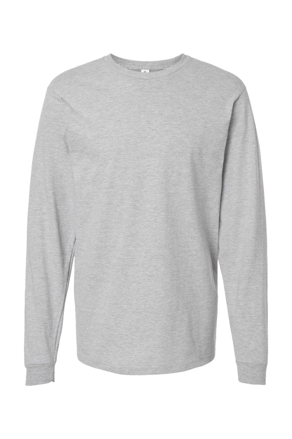 Tultex 291 Mens Jersey Long Sleeve Crewneck T-Shirt Heather Grey Flat Front