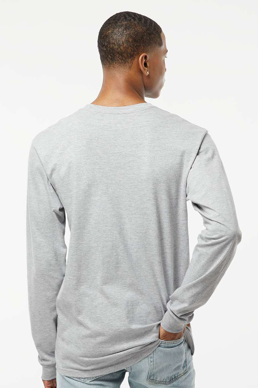 Tultex 291 Mens Jersey Long Sleeve Crewneck T-Shirt Heather Grey Model Back