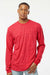 Tultex 291 Mens Jersey Long Sleeve Crewneck T-Shirt Heather Red Model Front