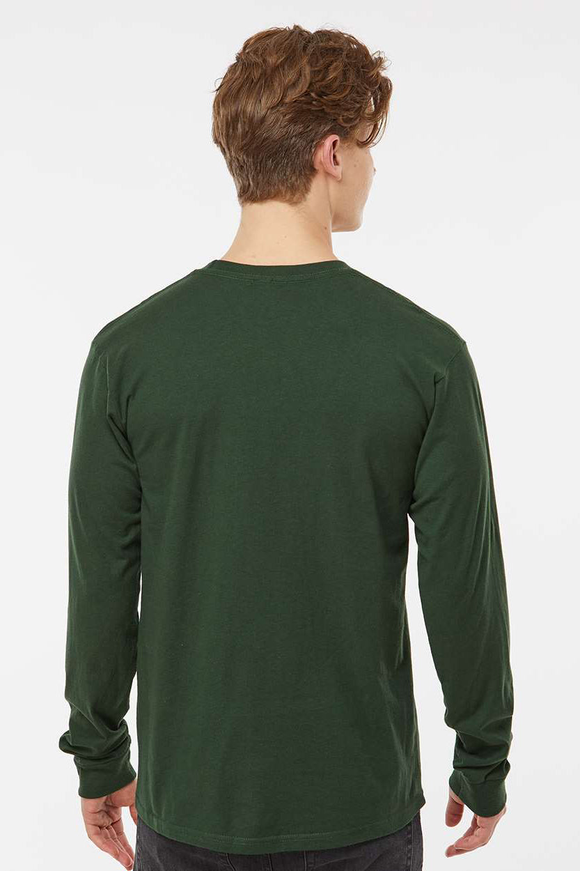 Tultex 291 Mens Jersey Long Sleeve Crewneck T-Shirt Hunter Green Model Back