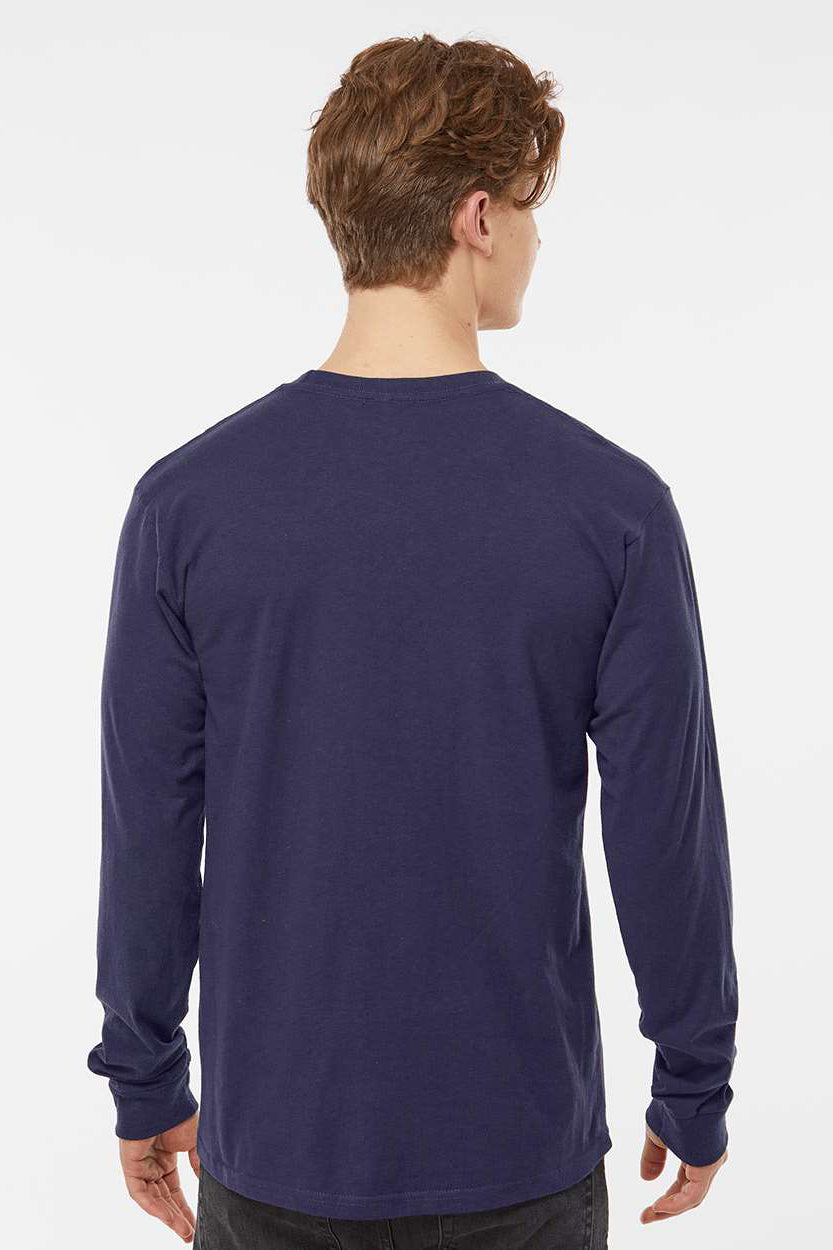 Tultex 291 Mens Jersey Long Sleeve Crewneck T-Shirt Inked India Blue Model Back