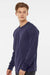 Tultex 291 Mens Jersey Long Sleeve Crewneck T-Shirt Inked India Blue Model Side