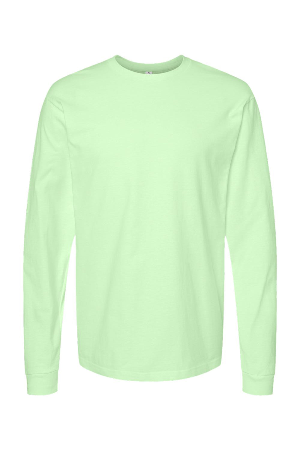 Tultex 291 Mens Jersey Long Sleeve Crewneck T-Shirt Neo Mint Green Flat Front