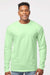 Tultex 291 Mens Jersey Long Sleeve Crewneck T-Shirt Neo Mint Green Model Front