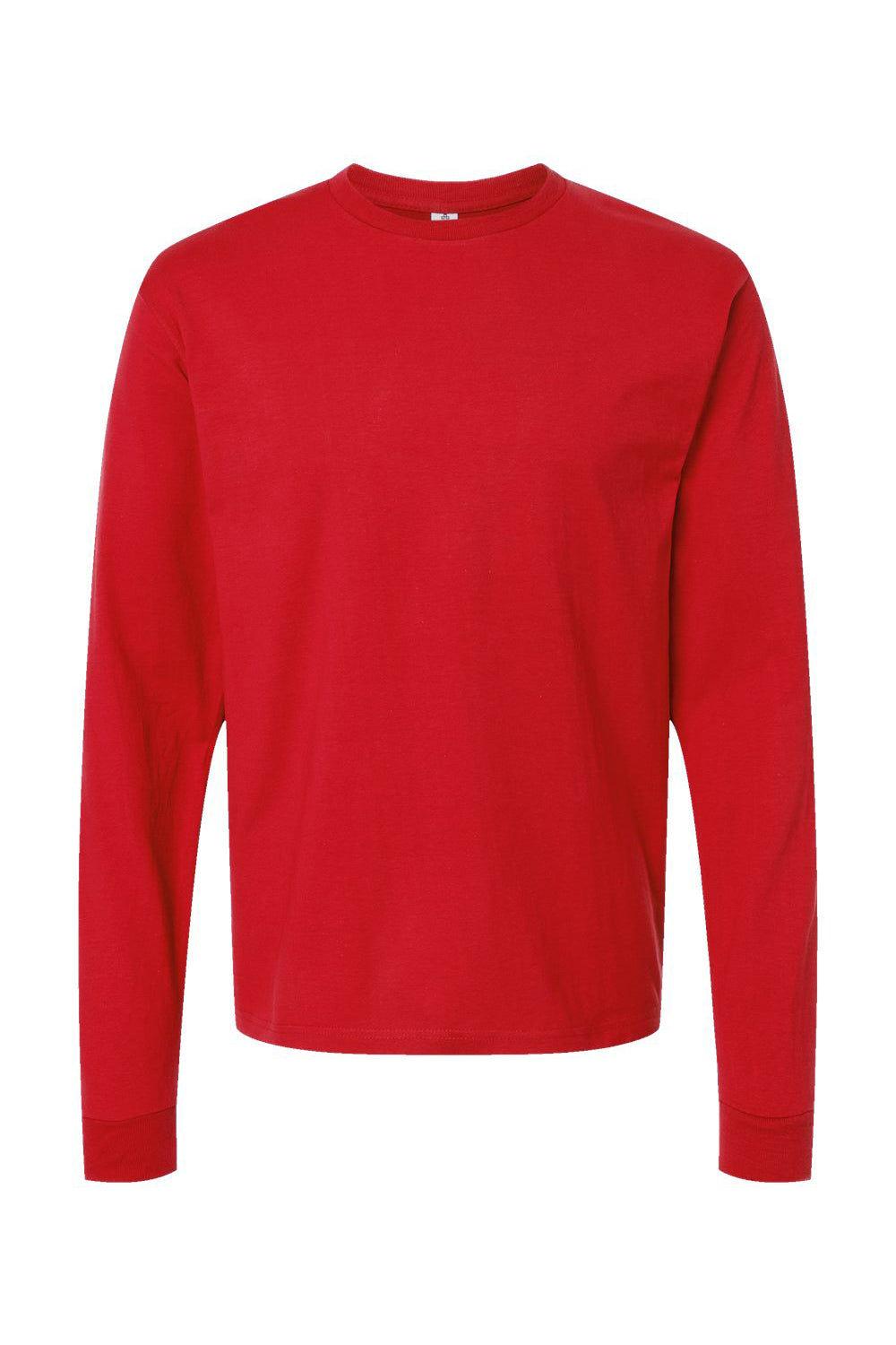 Tultex 291 Mens Jersey Long Sleeve Crewneck T-Shirt Red Flat Front
