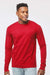 Tultex 291 Mens Jersey Long Sleeve Crewneck T-Shirt Red Model Front