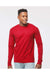 Tultex 291 Mens Jersey Long Sleeve Crewneck T-Shirt Red Model Front
