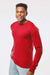 Tultex 291 Mens Jersey Long Sleeve Crewneck T-Shirt Red Model Side